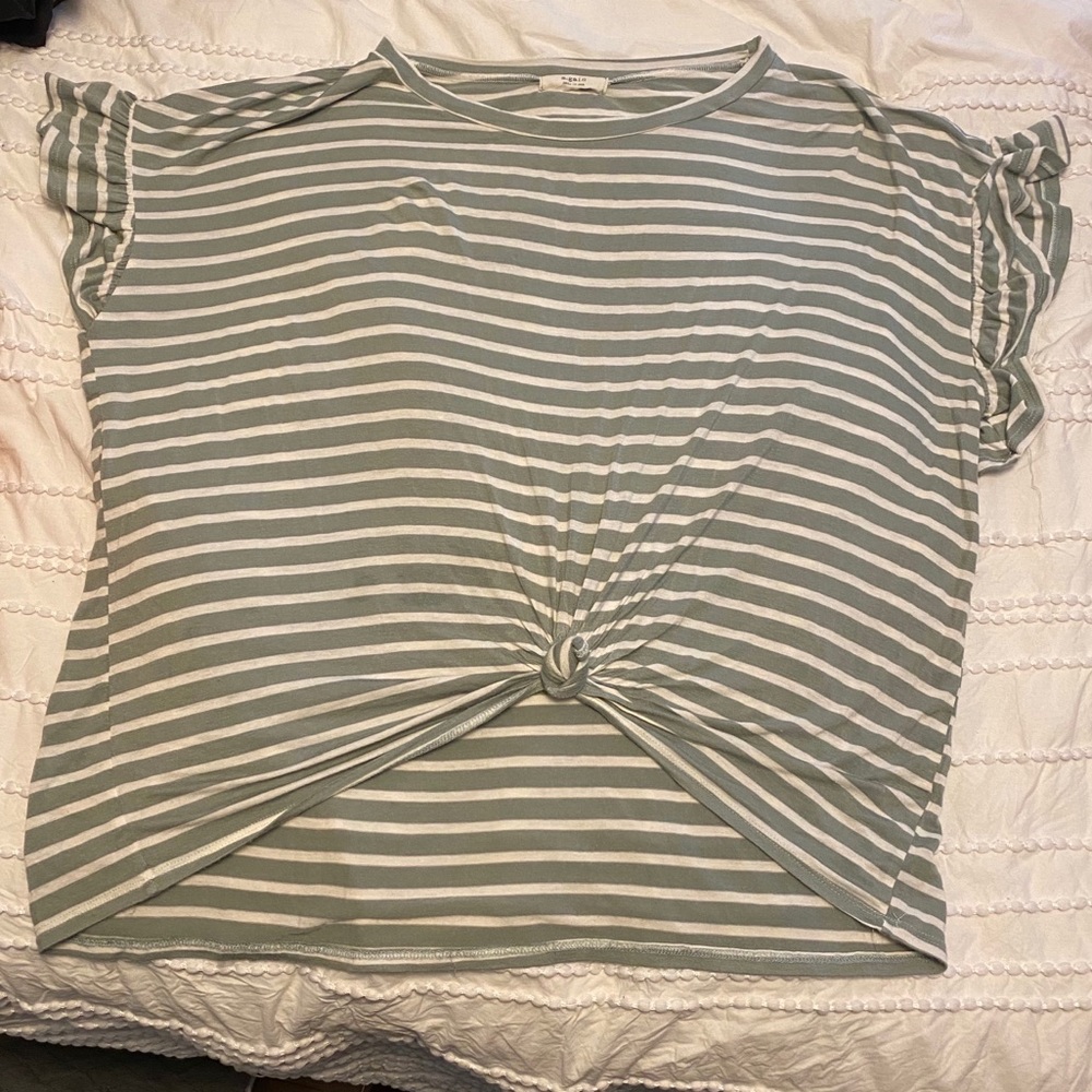 Green and white striped t-shirt